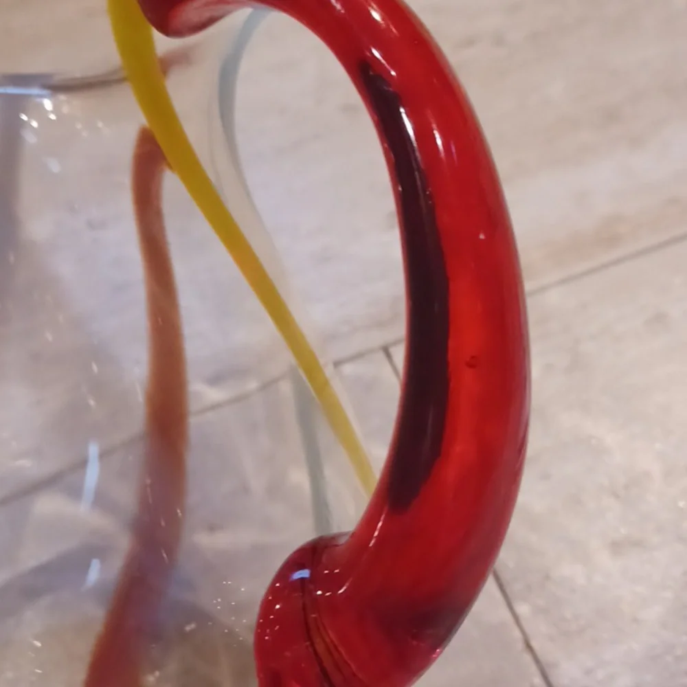 Pfaltzgraff Vintage Rainbow Swirl Handblown Glass Pitcher - Picture 3 of 6